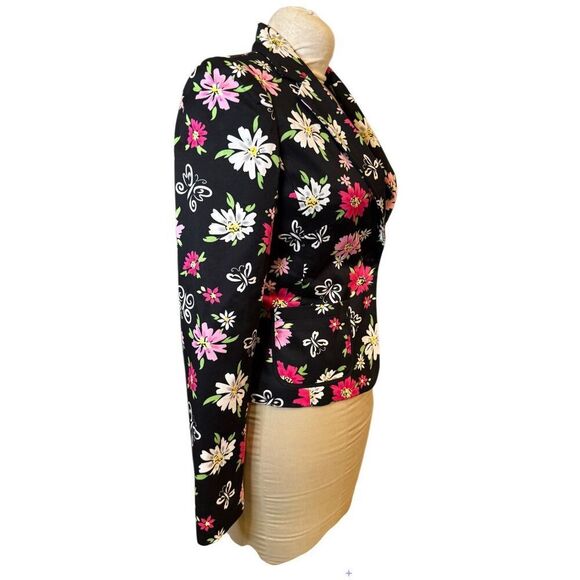 Casual Corner Blazer Floral Print Sz. 4 Lined Single Button Vibrant Vtg - Picture 6 of 10